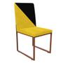 Imagem de Kit 04 Cadeira Office Stan Duo Sala de Jantar Industrial Ferro Bronze Suede Amarelo e Preto - Ahz Móveis