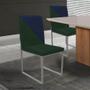 Imagem de Kit 04 Cadeira Office Stan Duo Sala de Jantar Industrial Ferro Cinza Suede Verde e Azul Marinho - Ahz Móveis