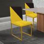 Imagem de Kit 04 Cadeira Office Stan Duo Sala de Jantar Industrial Ferro Dourado material sintético Amarelo e Marrom - Ahazzo Móveis