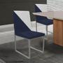 Imagem de Kit 04 Cadeira Office Stan Duo Sala de Jantar Industrial Ferro Prata material sintético Azul Marinho e Branco - Ahz Móveis