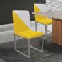 Imagem de Kit 04 Cadeira Office Stan Duo Sala de Jantar Industrial Ferro Prata Sintético Amarelo e Branco - Ahz Móveis