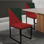 Imagem de Kit 04 Cadeira Office Stan Duo Sala de Jantar Industrial Ferro Preto Suede Vermelho e Verde Musgo - Ahz Móveis