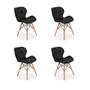 Imagem de Kit 04 Cadeiras Charles Eames Eiffel Slim Wood Estofada - Preta