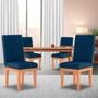 Imagem de Kit 04 Cadeiras de Cozinha Alice Para Mesa de Jantar Linho Azul - Madeira Prima Deccor