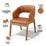 Imagem de Kit 04 Cadeiras de Jantar e Estar Living Estofada Lince L02 material sintético Camel - Lyam Decor