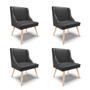 Imagem de Kit 04 Cadeiras de Jantar Liz material sintético Preto Pés Palito Natural - D'Rossi