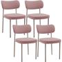 Imagem de Kit 04 Cadeiras Decorativa Estofada Para Sala de Jantar Melina Base Arena L02 Suede Rosê - Lyam Decor