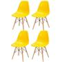 Imagem de Kit 04 Cadeiras Decorativas Eiffel Charles Eames F03 Amarelo com Pés de Madeira - Lyam Decor