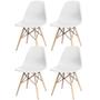 Imagem de Kit 04 Cadeiras Decorativas Eiffel Charles Eames F03 Branco com Pés de Madeira - Lyam Decor