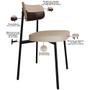 Imagem de Kit 04 Cadeiras Estofada Para Sala de Jantar Astrid Preto C01 Linho Areia material sintético Café - Lyam Decor