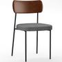 Imagem de Kit 04 Cadeiras Para Sala De Jantar Melina L02 material sintético Marrom Linho Cinza Escuro - Lyam Decor