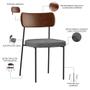 Imagem de Kit 04 Cadeiras Para Sala De Jantar Melina L02 Sintético Marrom Linho Cinza Escuro - Lyam Decor