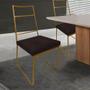 Imagem de Kit 04 Cadeiras Sala de Jantar Escritório Office Stark Industrial Ferro Dourado Suede Marrom - Ahz Móveis