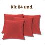 Imagem de Kit 04 Capas de Almofadas Cor Vermelho  45x45cm Tecido Fofinho e Macio Com Zíper