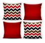 Imagem de Kit 04 Capas Para Almofadas Decorativas Ideal Para Decorar Sala Sofá e Cama Chevron Vermelho