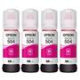 Imagem de kit 04 Garrafas de Tintas T504 Magenta para impressora L4150 L4160 L4260 L6161