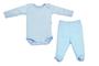 Imagem de Kit 04 peças de body com calça para bebê em suedine azul e branco  Alecrim Kids