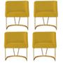 Imagem de Kit 04 Poltrona Cadeira Aurora Luxo Confort Industrial Ferro Dourado Suede Amarelo - Ahz Móveis