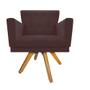 Imagem de Kit 04 Poltrona Cadeira Decorativa  Mind Base Giratória Sala de Estar Recepção Escritório Consultório Suede Marrom - Damaffê Móveis