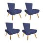 Imagem de Kit 04 Poltrona Cadeira Decorativa  Nani Sala de Estar Recepção Escritório Consultório Suede Azul Marinho - KDAcanto Móveis