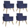 Imagem de Kit 04 Poltrona Cadeira Nina Captone Decorativa Recepção Sala De Estar material sintético Azul Marinho - KDAcanto Móveis