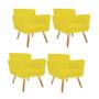 Imagem de Kit 04 Poltronas Cadeira Decorativa Cloe  Pé Palito Para Sala de Estar Recepção Escritório Suede Amarelo - KDAcanto Móveis