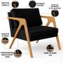 Imagem de Kit 04 Poltronas Decorativa Para Sala Estar Pietra Estrutura De Madeira Linho Chumbo - Lyam Decor
