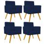 Imagem de kit 04 Poltronas Decorativas Arenzza Palito Mel Suede Azul Marinho - DAMAFFÊ MÓVEIS