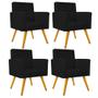 Imagem de kit 04 Poltronas Decorativas Arenzza Palito Mel Suede Preto - DAMAFFÊ MÓVEIS