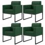 Imagem de Kit 04 Poltronas Decorativas Sala Base fixa Metal Helô L02 Facto Verde Musgo - Lyam Decor