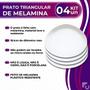 Imagem de Kit 04 Pratos Rasos Triangular de Melamina Plástico Resistente Premium 19,1cm Leve Resistente - Bestfer