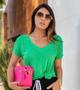 Imagem de Kit 04 t-shirts podrinha blusinha neon lisas tendência moda verao feminina