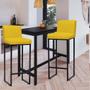 Imagem de Kit 05 Banqueta Alta Com Encosto Lucca -60cm chão até o assento Industrial Ferro Preto Suede Amarelo - Ahazzo Móveis