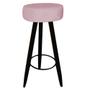 Imagem de Kit 05 Banqueta Alta Flora Pés Palito em Madeira Preto para  Bar Bistrô Cozinha  material sintético Rosa Bebê - Damaffê Móveis
