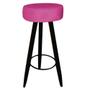 Imagem de Kit 05 Banqueta Alta Flora Pés Palito em Madeira Preto para  Bar Bistrô Cozinha  Tecido Sintético Pink - KDAcanto Móveis