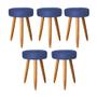 Imagem de Kit 05 Banqueta Alta Julia 50cm Bar Cozinha Balcão Bistrô Pé Palito Caramelo Suede Azul Marinho - Ahazzo Móveis