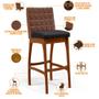 Imagem de Kit 05 Banquetas Altas Cozinha Sala Jantar Fixa Mila B04 Corano Marrom Linho Chumbo - Lyam Decor