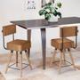 Imagem de Kit 05 Banquetas Cadeiras Decorativas Barcelona 73cm com Encosto Corano Amarula - Desk Design