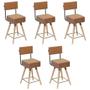 Imagem de Kit 05 Banquetas Cadeiras Decorativas Barcelona 73cm com Encosto Corano Amarula - Desk Design