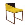 Imagem de Kit 05 Cadeira Office Lee Duo Sala de Jantar Industrial Ferro Bronze Sintético Amarelo e Marrom - Ahz Móveis