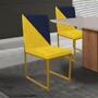 Imagem de Kit 05 Cadeira Office Stan Duo Sala de Jantar Industrial Ferro Dourado material sintético Amarelo e Azul Marinho - Ahz Móveis