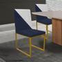 Imagem de Kit 05 Cadeira Office Stan Duo Sala de Jantar Industrial Ferro Dourado material sintético Azul Marinho e Branco - Ahz Móveis