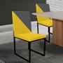 Imagem de Kit 05 Cadeira Office Stan Duo Sala de Jantar Industrial Ferro Preto material sintético Amarelo e Cinza - Ahz Móveis