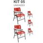 Imagem de KIT 05 Cadeiras Universitárias com porta livros cor Vermelho