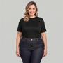 Imagem de Kit 05 Camiseta Feminina Plus Size Lisa 100% Algodão Gola Redonda Manga Curta G1 A G3