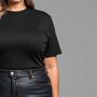 Imagem de Kit 05 Camiseta Feminina Plus Size Lisa 100% Algodão Gola Redonda Manga Curta G1 A G3