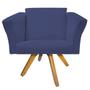 Imagem de Kit 05 Poltrona Cadeira Decorativa  Win Base Giratória Sala de Estar Recepção Escritório Suede Azul Marinho - Damaffê Móveis