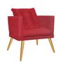 Imagem de Kit 05 Poltrona Cadeira Lucia Confort Com almofada Sala Recepção Escritório Pé Carvalho Suede Vermelho - KDAcanto Móveis