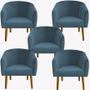 Imagem de kit 05 Poltrona Julia Decoração Salão Cadeira Escritório Recepção Estar Amamentação Suede Azul Tiffany  - D'Classe Decor