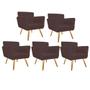 Imagem de Kit 05 Poltronas Cadeira Decorativa Cloe  Pé Palito Para Sala de Estar Recepção Escritório Suede Marrom - KDAcanto Móveis